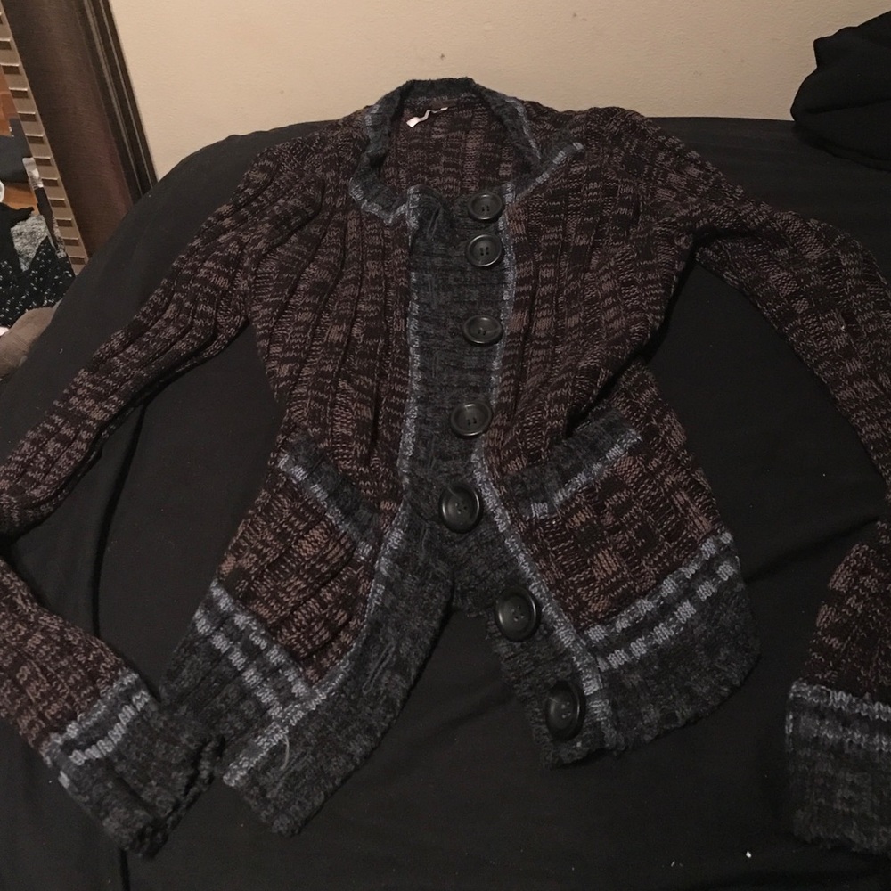 Free people brown and blue cardigan